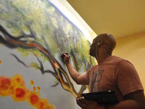 African American visual artist painter and muralist Corey Barksdale