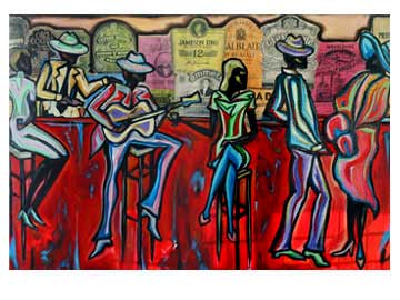 Atlanta Artist Corey Barksdale Atlanta Bar Scene Ii Painter Fine Art