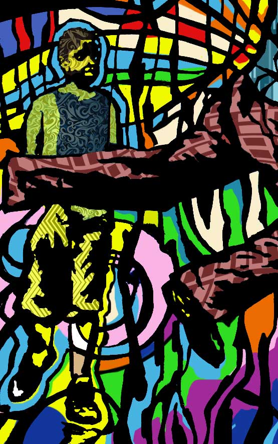 Slamm'in On the World, a painting by Corey Barksdale channeling rhythm and resistance