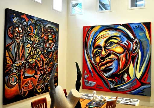 Bold lines and color combinations artwork by Corey Barksdale