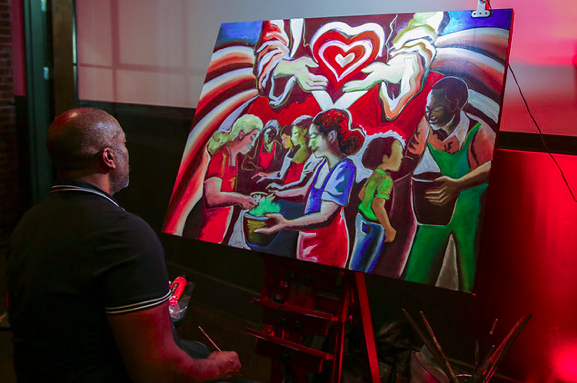 Atlanta live event painter Corey Barksdale at The Salvation Army Doing The Most Good Gala