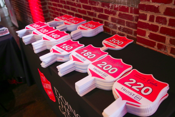 Fund-A-Need auction paddles at The Salvation Army Doing The Most Good Gala in Atlanta